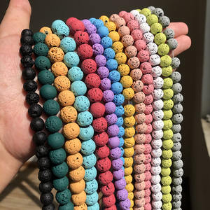 Perles de pierre de lave volcanique en caoutchouc naturel 4MM-10MM en rouge bleu jaune blanc pour la fabrication de bijoux bracelet à bricoler soi-même vente en gros - Product Image 4