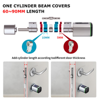 Cerradura Inteligente Euro Cylinder con Huella Dactilar, Tarjeta RFID y Llave, Desbloqueo por App Tuya TTLock para Cerradura de Embutir