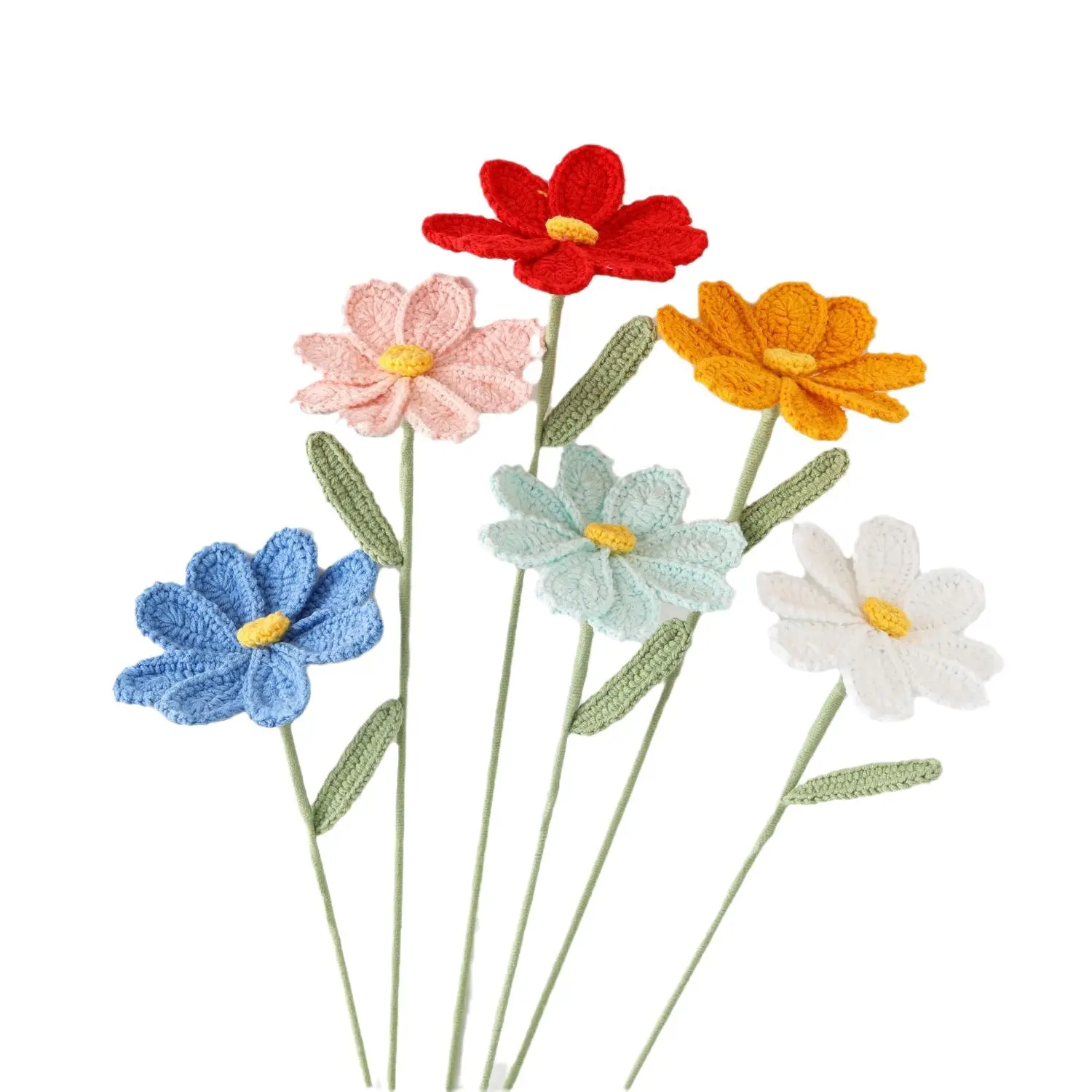 Flor Gesang Multicolor de punto hecho a mano para decoración del hogar hilo de algodón flores de ganchillo lavable para siempre flores decoración de boda