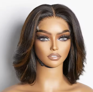 Peluca de Cabello Humano Virgen Natural 13X4 HD con Frente de Encaje Transparente, Estilo Bob Corto, Sin Pegamento, Pre-Desplumada para Mujeres Negras - Product Image 2