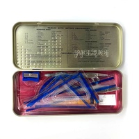 Ensemble de géométrie en métal de haute qualité, boîte de géométrie, ensemble de mathématiques, fournitures scolaires, 9 pièces multifonctions Surwin Super Marshal