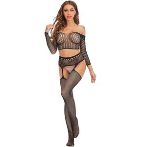 Conjunto de 2 Piezas de Lencería Sexy Brillante con Pedrería, Pantimedias sin Entrepierna, Ropa Interior Femenina - Product Image 5