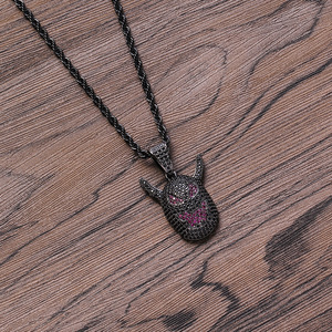 Pendentif Petit Démon, Collier Hip Hop entièrement en Zirconium, Ornement d'Halloween pour le commerce international, Collier Maléfique - Product Image 3