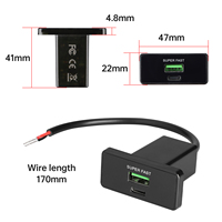 Chargeur USB universel 12V 24V pour voiture, montage caché sur panneau, double port 18W QC USB-A, 36W PD USB-C, charge rapide, prise d'alimentation