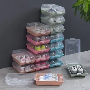 Japanese Simple Thickened Transparent Plastic Shoe Box Moisture-Proof Dust Storage Food Safe & Superimposable Shoe Rack & Stand