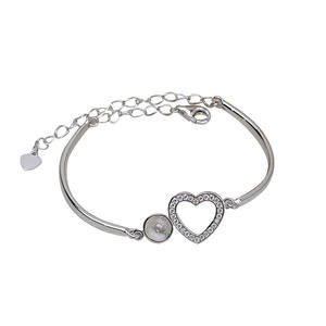 DIY Accessories S925 Silver Heart-Shaped Tire Hair Bracelet with 8-9 <b>Loose</b> <b>Pearls</b> Trendy Semi-Finished Empty Bracelet - Product Image 5