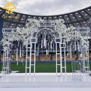 豪华白铁大型婚礼舞台框架装饰背景