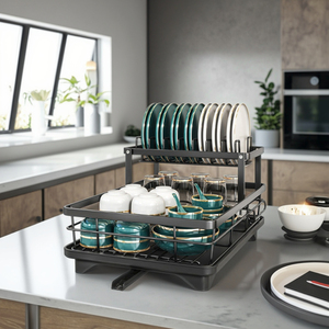 ชั้นวางจานครัวแบบข้ามพรมแดนพร้อมตะกร้าระบายน้ำ ขายส่งสำหรับตะเกียบและตู้เก็บชาม - Product Image 1