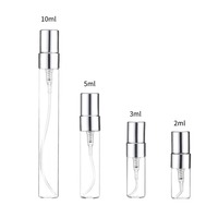 Mini flacons d'échantillon de parfum en verre transparent de 2ml 3ml 5ml 10ml échantillons rechargeables pulvérisateur à pompe surface de sérigraphie vente en gros