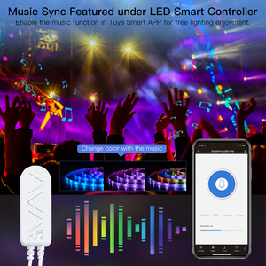Tira de luces <span class=keywords><strong>LED</strong></span> inteligente <span class=keywords><strong>WiFi</strong></span>, tira de luces RGB, controlador 5050, sincronización de música, micrófono, sonido, cambio de Color, aplicación de vida inteligente, Control remoto - Product Image 3