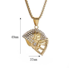 Collier pendentif casque de rugby en acier titane Hip Hop avec pavé de diamants pour homme – Cadeau - Product Image 5