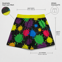 Shorts en maille RAMAX personnalisés à imprimé éclaboussures colorées, respirants, épais, style streetwear, pour le basketball, vente en gros, usine OEM