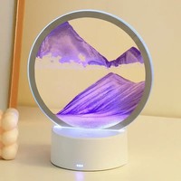 Lampe LED 3D Paysage Sable 16 Couleurs, Veilleuse Cadre d'Art Sable en Mouvement RGB avec Affichage Mer Profonde, Cadeau