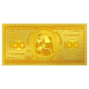 Customized China Panda Commemorative Card Animal Cute Bookmark Colorful Electroplated Plastic 100 Banknote - Product Image 5