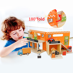 Jouets en bois éducatifs à assembler pour enfants, <span class=keywords><strong>maison</strong></span> de jeu, parking, simulation de jeu de rôle, police, station de pompiers - Product Image 1