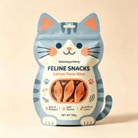 Sachet d'emballage alimentaire pour animaux de compagnie en aluminium imprimé en gravure personnalisée, forme spéciale, avec fermeture éclair refermable pour friandises pour chats et chiens