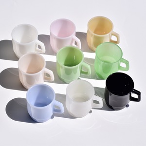 Mug à café en verre laiteux style rétro 230ml, résistant à la chaleur, opaque, pour un usage unisexe, idéal comme cadeau - Product Image 1