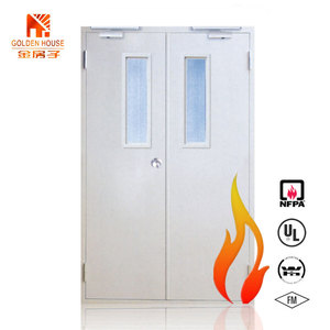 Porte <span class=keywords><strong>à</strong></span> double porte intérieure en acier coupe-feu de 3 'x 7' avec barre de poussée - Product Image 1