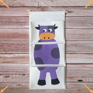 Sac de rangement mural, organiseur mural en coton et lin avec motif animal, pochette de rangement à 3 compartiments - Product Image 5
