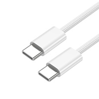 Câble de données pour téléphone portable 3M à faible MOQ, en nylon tressé, USB-C vers USB-C, charge rapide PD60W, gris et blanc, grande longueur