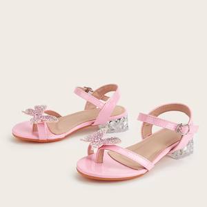 2026년 신상 여름 샌들 여아 패션 아우터웨어 리본 하이힐 슈즈 베어토 핑크 샌들 (어린이용) - Product Image 5