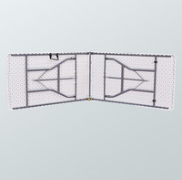 Vente en gros, table à manger pliable en deux blanche robuste, 240cm, table pliante en plastique portable de 8 pieds
