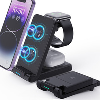 Chargeur sans fil multifonctionnel 15W 3 en 1 Station de charge pliable Stand Phone Earphone Smartwatch Type C pour iPhone