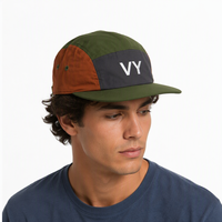 Casquette à visière plate en nylon, 5 panneaux, bicolore, avec logo personnalisé imprimé, pour le camping, vente en gros