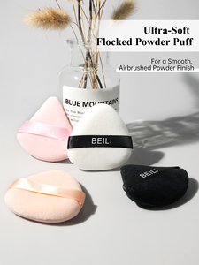 Houppette triangulaire douce en flocage, réutilisable pour poudre libre, finition lisse, outil applicateur de maquillage cosmétique pour le visage - Product Image 2