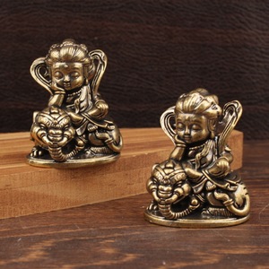 Chinese Classical Bronze Manjushri Bodhisattva Statue Figure Desktop Ornament Home Office <b>Decor</b> Brass Sculpture - Product Image 1