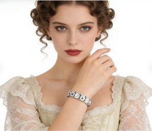 Bracelet modulaire italien en acier inoxydable, tendance, classique, vintage, floral, cadeau personnalisé, photo, couple, bijoux commémoratifs, montre - Product Image 4