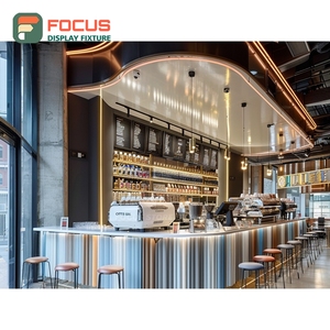 ตู้โชว์กาแฟแบบมืออาชีพ ประตูกระจกมีไฟ ชั้นวางสินค้า ตู้โชว์ร้านกาแฟ - Product Image 2