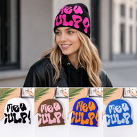 Bonnet en tricot acrylique 56-58 cm Y2K Streetwear Jacquard Noir Design Hip Hop Unisexe Bonnet Tricoté Casquette Crâne Vente en Gros