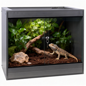 REPTIZOO Leichtes Umweltfreundliches Stabiles Plastik-Reptilienterrarium <span class=keywords><strong>PVC</strong></span>-Haustierkäfig Reptario Geeignet für Bartagamen und Geckos - Product Image 1