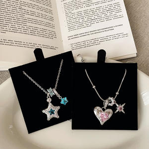 Fashionable and Personalized Heart-shaped Star Studded Colorful <b>Copper</b> <b>Necklace</b> Women's Jewelry Accessories - Product Image 2