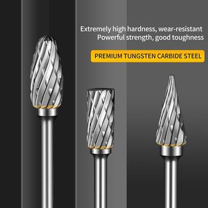 10 Uds 1/8 "vástago de carburo Burr Set Compatible Dremel herramienta rotativa Die Grinder Bits Rotary File Rasp para accesorios de Máquina Herramienta - Product Image 3