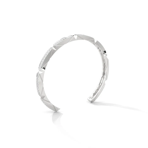 Modern Sterling <b>Silver</b> Linear <b>Cuff</b> <b>Bracelet</b> with Black and White Synthetic Diamond Accents for Elegant Luxury Style - Product Image 4