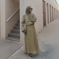 Baju Muslim Willson Lengan Unik Grosir Fashion Elegan Sederhana Warna Polos Kancing Kemeja Lengan Panjang Blus Muslim