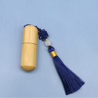 Flacon à bille en verre cylindrique en bois de bambou, style ancien, naturel et écologique, 5 ml, pour parfum et huile essentielle