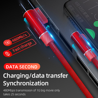 Cable USB Tipo-C de Carga Rápida con Trenzado de Nailon de 1, 2 y 3 m, 90 Grados, para iPhone y Computadora, con Conductor de Cobre Puro, Venta al Por Mayor