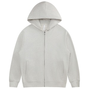Streetwear Sweat à capuche zippé à épaules tombantes 330GSM Veste à capuche personnalisable de couleur unie - Product Image 1