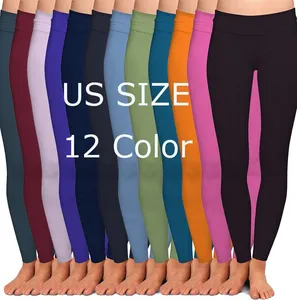 92% polyester 8% spandex yoga bel bandı buttery yumuşak legging çift fırçalanmış siyah düz renk özel tayt kadınlar için