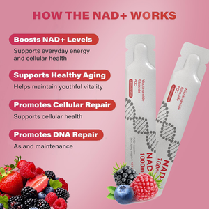 OEM ผลิตภัณฑ์ขายดี 1000 มก. NAD+ นิโคตินาไมด์ ริโบไซด์ ชนิดน้ำ ผสม PQQ เรสเวอราทรอล เครื่องดื่มสมุนไพรเสริมอาหาร บำรุงผิว ช่วยเพิ่มพลังงาน - Product Image 4