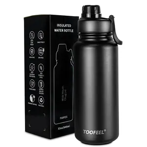 Borraccia isolante in acciaio inossidabile 32 once 40oz 64 oz 2.2l mensa sottovuoto 3 coperchi grande bottiglia di metallo per bevande a prova di perdite