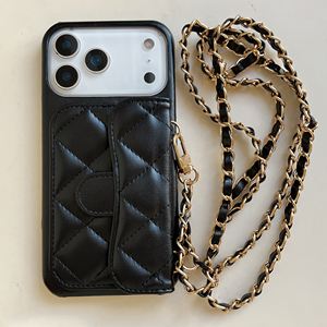 Étui en cuir de luxe haut de gamme pour <span class=keywords><strong>iPhone</strong></span> 17 Air 17-<span class=keywords><strong>11</strong></span> Pro/Plus <span class=keywords><strong>avec</strong></span> porte-cartes et chaîne, <span class=keywords><strong>coque</strong></span> arrière inclinée - Product Image 4