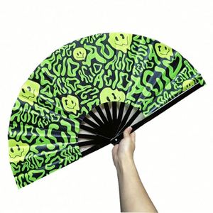 13inch/11inch Eco-Friendly Bamboo Plastic Handheld Folding <b>Fan</b> with Customized Logo Holographic Promotion 33cm Painted Technique - Product Image 4