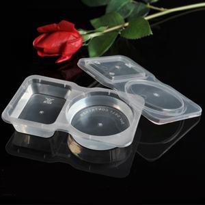 MOQ 25 juegos de bandejas de porciones de 2 compartimentos taza de salsa de Chile desechable Material PP para llevar contenedores de condimentos de inmersión - Product Image 3