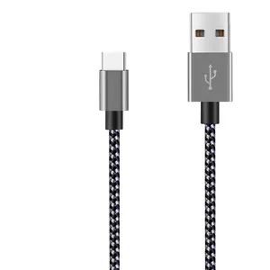 Premium 1M 2M 3M Custom Nylon geflochtenes USB-Schnell ladegerät Langes USB-Typ-C-Kabel für Handy-Ladekabel