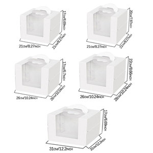 Boîte pliable carrée portable pour emballage alimentaire avec poignée et fenêtre pour anniversaire, mariage, Noël - Matériaux recyclés, tailles et couleurs personnalisées - Product Image 2