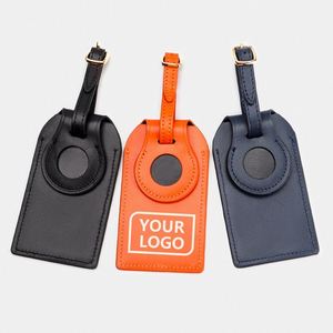 Étiquette de bagage promotionnelle en cuir PU de luxe avec logo personnalisé, support de positionnement anti-perte, traqueur de bagages, étiquette d'identification pour sac de voyage, vente en gros - Product Image 1